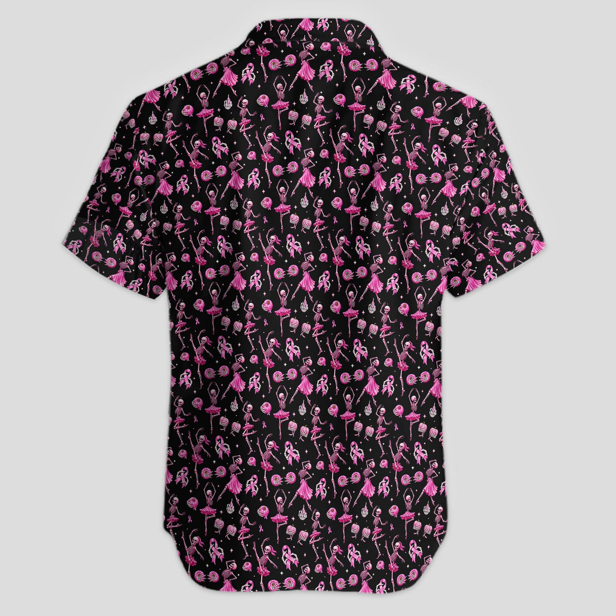 Dancing Skeleton Pattern Polo for Men - Breast Cancer Awareness Skeleton Polo Shirt