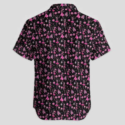 Dancing Skeleton Pattern Polo for Men - Breast Cancer Awareness Skeleton Polo Shirt