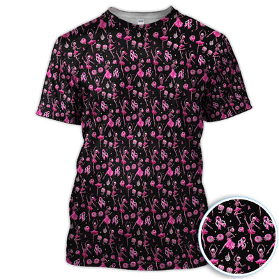Dancing Skeleton Pattern Polo for Men - Breast Cancer Awareness Skeleton Polo Shirt