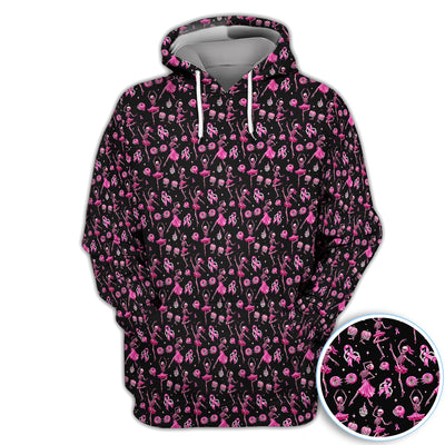 Dancing Skeleton Pattern Polo for Men - Breast Cancer Awareness Skeleton Polo Shirt