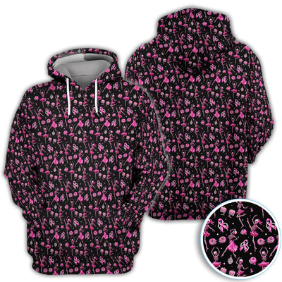 Dancing Skeleton Pattern Polo for Men - Breast Cancer Awareness Skeleton Polo Shirt