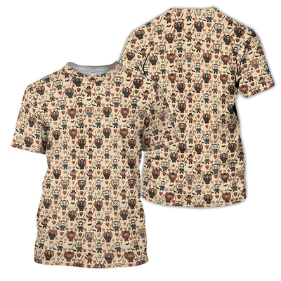 Halloween Horror Golf Polo Shirt for Men – Spooky Masked Monsters Pattern Shirt