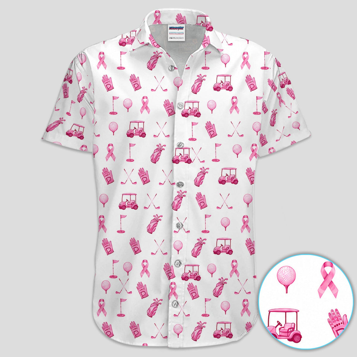 Breast Cancer Awareness Golf Pattern Shirt, Pink Ribbon Golf Shirt For Women, Breast Cancer Support Gift