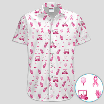 Breast Cancer Awareness Golf Pattern Shirt, Pink Ribbon Golf Shirt For Women, Breast Cancer Support Gift