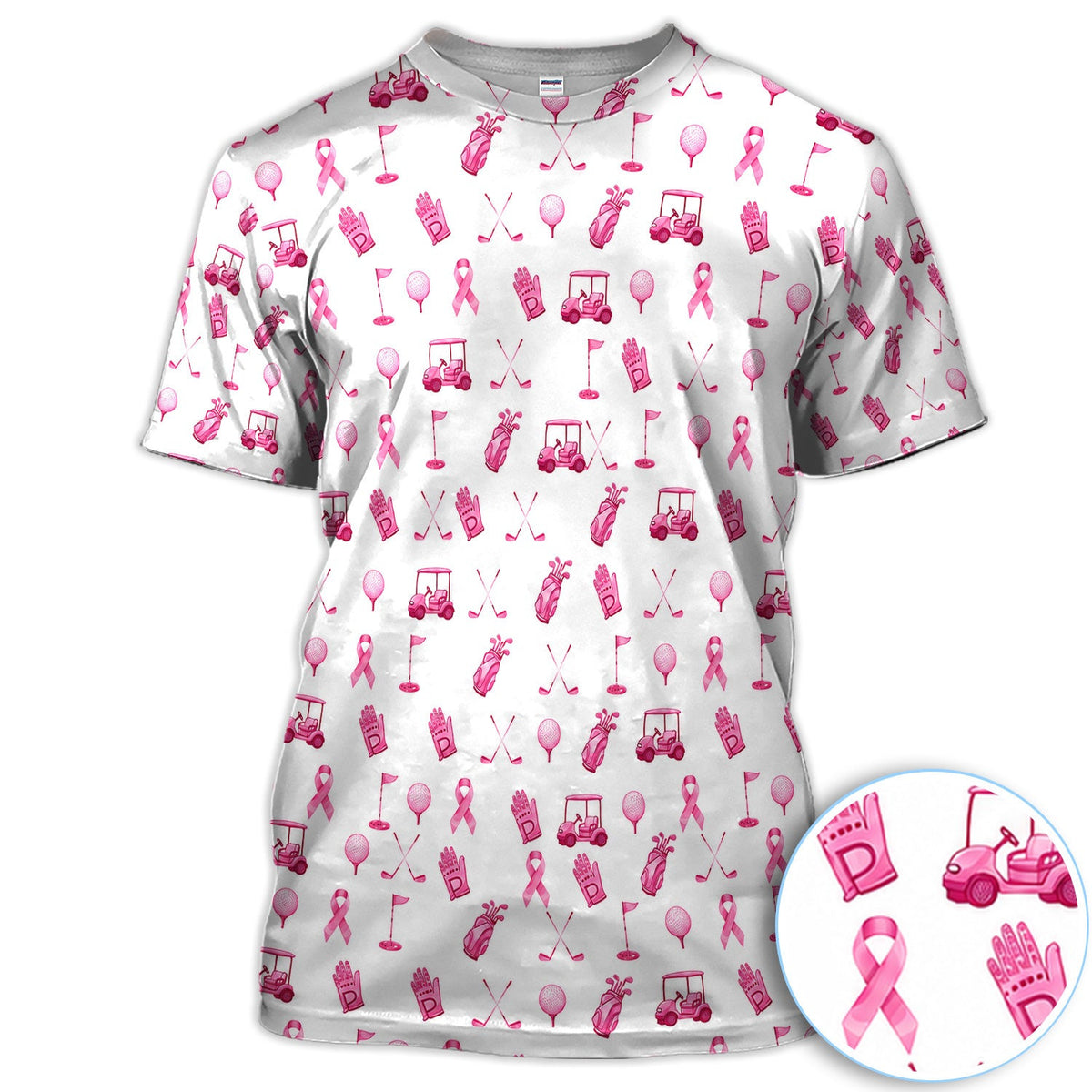Breast Cancer Awareness Golf Pattern Shirt, Pink Ribbon Golf Shirt For Women, Breast Cancer Support Gift