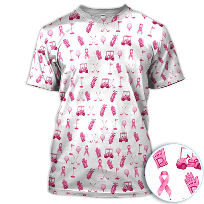 Breast Cancer Awareness Golf Pattern Shirt, Pink Ribbon Golf Shirt For Women, Breast Cancer Support Gift