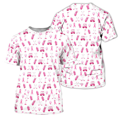 Breast Cancer Awareness Golf Pattern Shirt, Pink Ribbon Golf Shirt For Women, Breast Cancer Support Gift