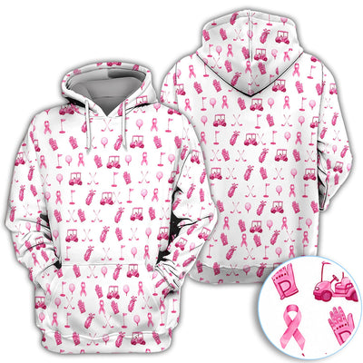 Breast Cancer Awareness Golf Pattern Shirt, Pink Ribbon Golf Shirt For Women, Breast Cancer Support Gift