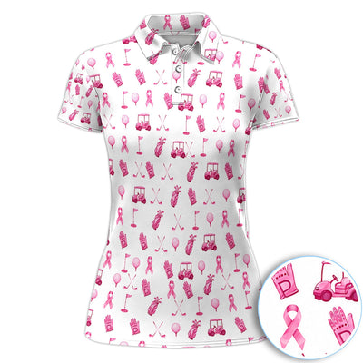 Breast Cancer Awareness Golf Pattern Shirt, Pink Ribbon Golf Shirt For Women, Breast Cancer Support Gift