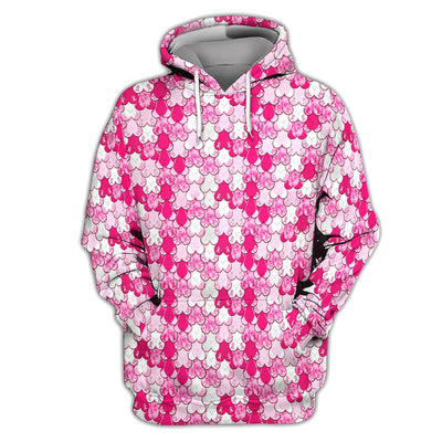 Breast Cancer Awareness Heart Polo Shirt for Women – Pink Ribbon Layered Hope Pattern Polo