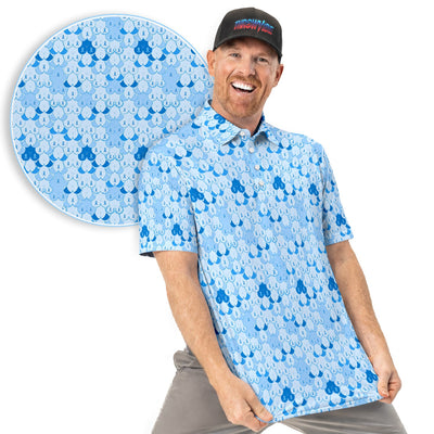 Prostate Cancer Awareness Polo Shirt for Men – Blue Ribbon Heart Pattern Support Polo