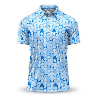 Prostate Cancer Awareness Polo Shirt for Men – Blue Ribbon Heart Pattern Support Polo