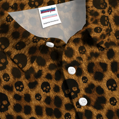 Skull Leopard Print Polo Shirt for Men – Gothic Pattern Party Shirt