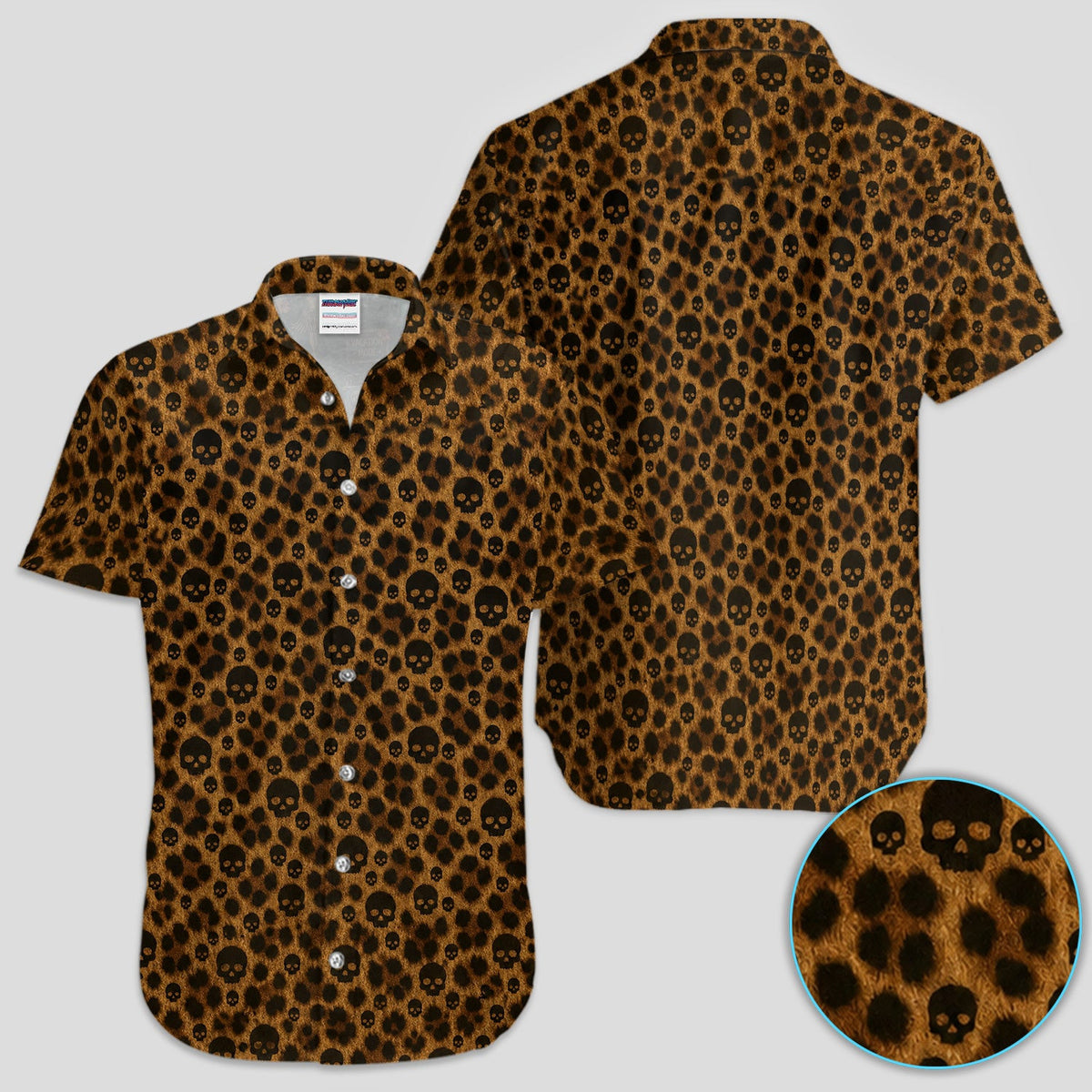 Skull Leopard Print Polo Shirt for Men – Gothic Pattern Party Shirt