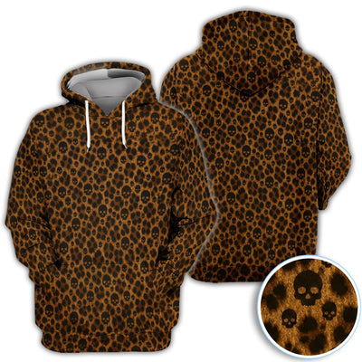 Skull Leopard Print Polo Shirt for Men – Gothic Pattern Party Shirt