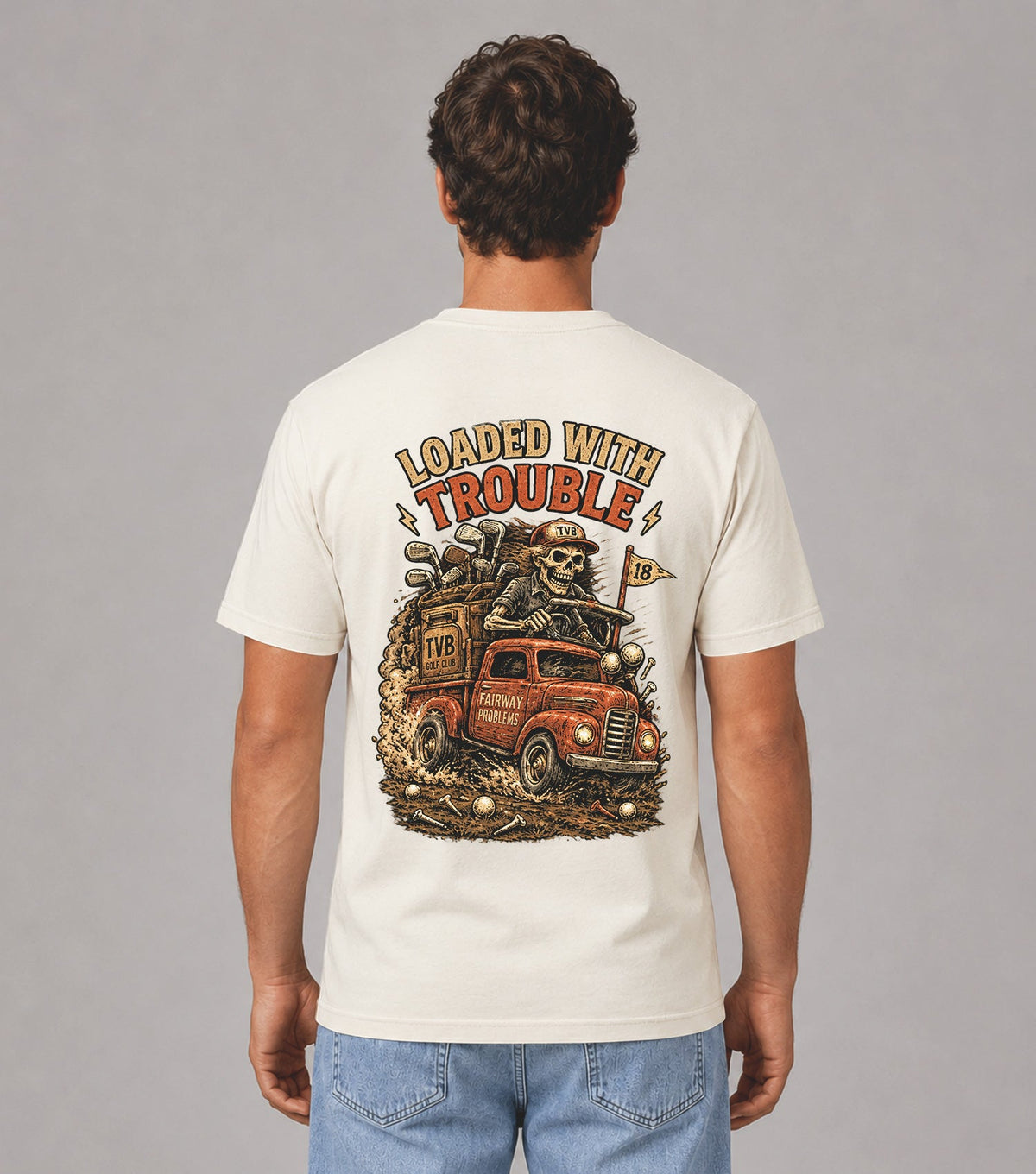 Loaded with Trouble Skeleton Golf T-Shirt