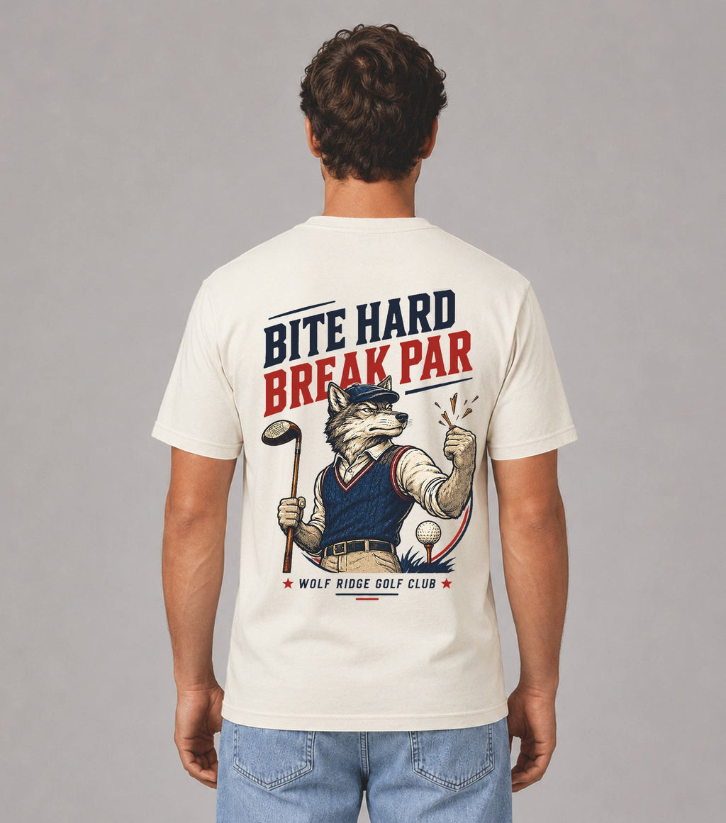 Bite Hard Break Par Wolf Golf T-Shirt