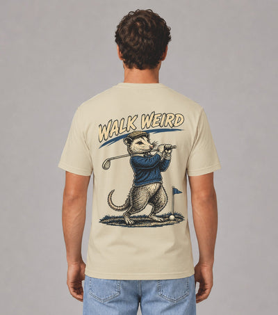 Walk Weird Opossum Golf T-Shirt