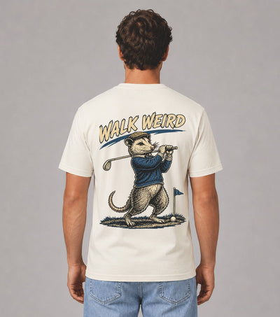 Walk Weird Opossum Golf T-Shirt