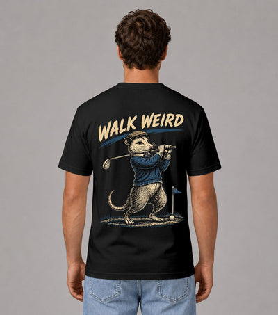 Walk Weird Opossum Golf T-Shirt
