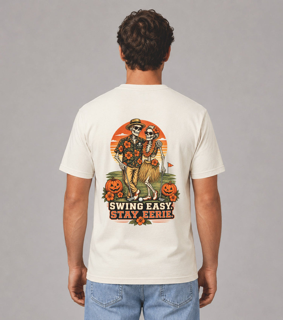 Swing Easy Stay Eerie Skeleton Couple Golf T-Shirt