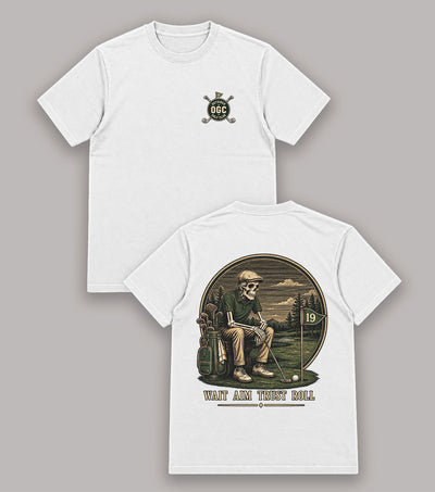 Wait Aim Trust Roll Skeleton Golf T-Shirt