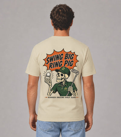 Swing Big Ring Pig Skeleton Golf T-Shirt