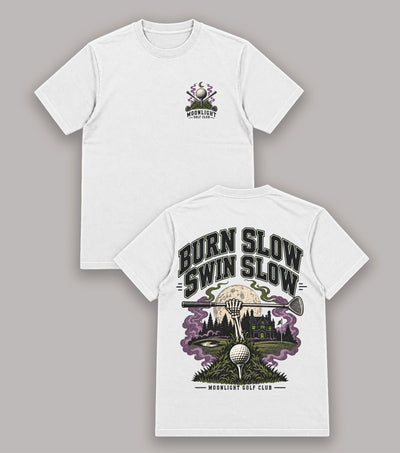 Burn Slow Swing Slow Moonlight Golf T-Shirt