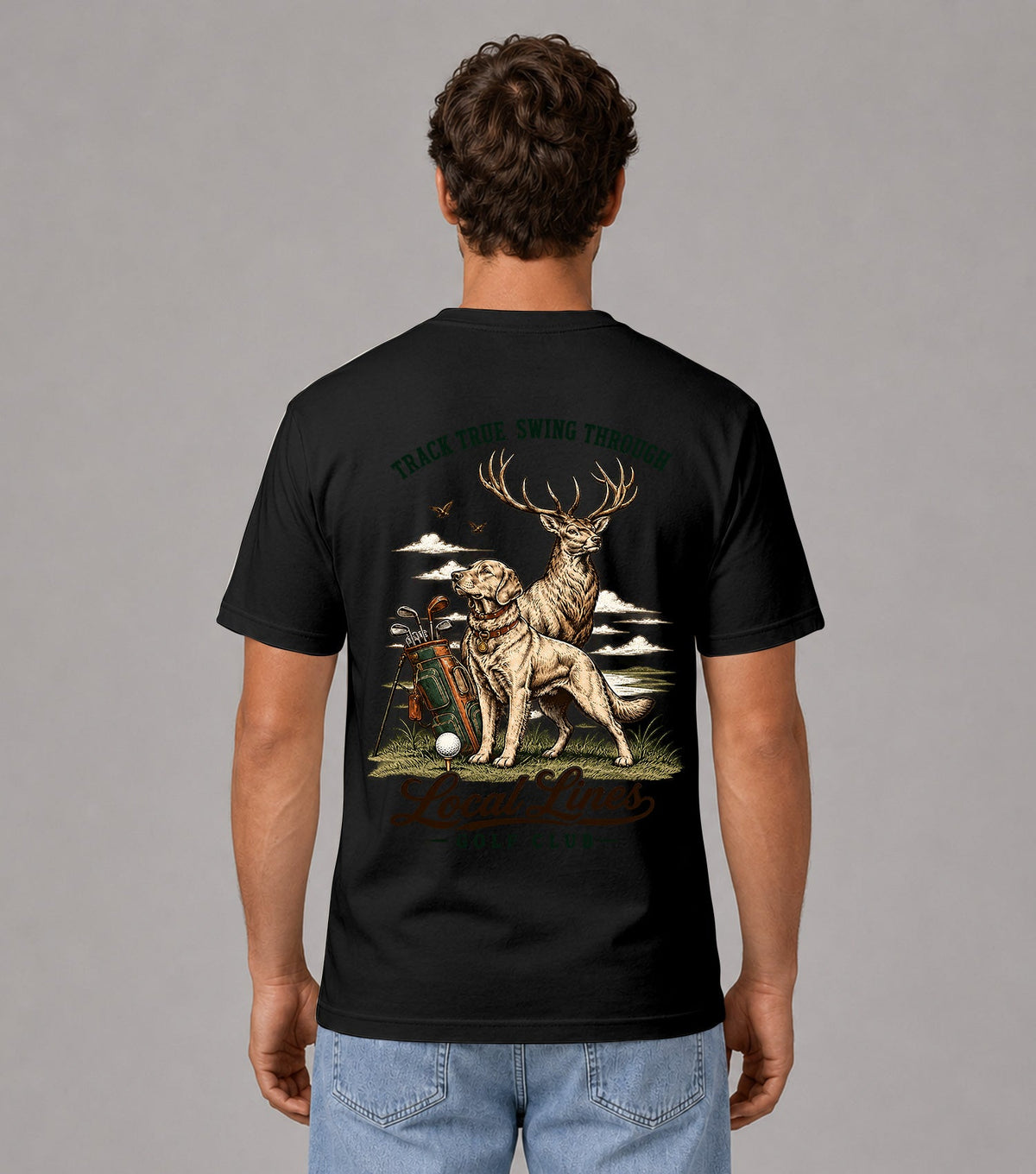 Track True Swing Through Hunting Dog Golf T-Shirt