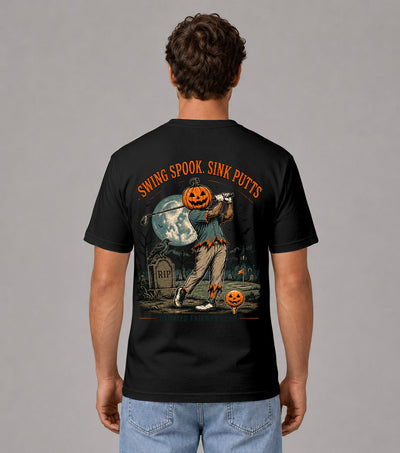 Swing Spook Sink Putts Pumpkin Golfer T-Shirt