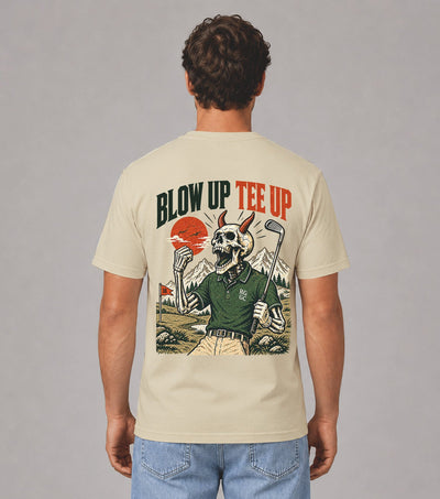 Blow Up Tee Up Demon Skeleton Golf T-Shirt