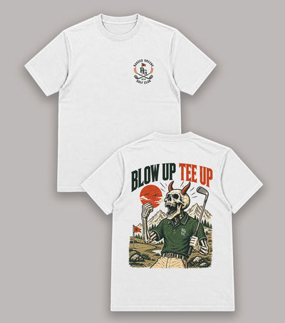 Blow Up Tee Up Demon Skeleton Golf T-Shirt