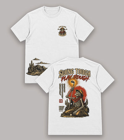 Swing Tough Play Rough Cowboy Skeleton Golf T-Shirt