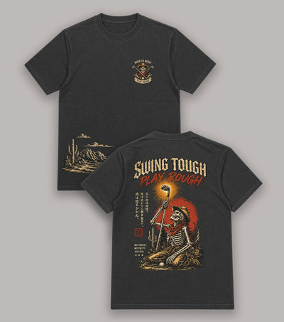 Swing Tough Play Rough Cowboy Skeleton Golf T-Shirt