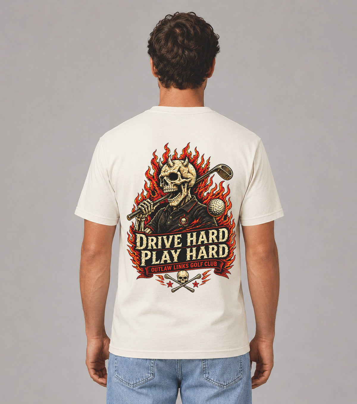 Drive Hard Play Hard Skeleton Golf T-Shirt