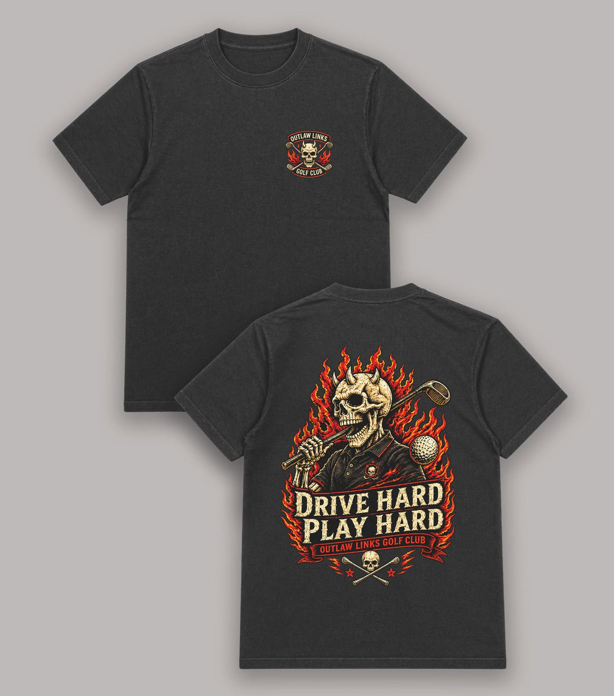 Drive Hard Play Hard Skeleton Golf T-Shirt