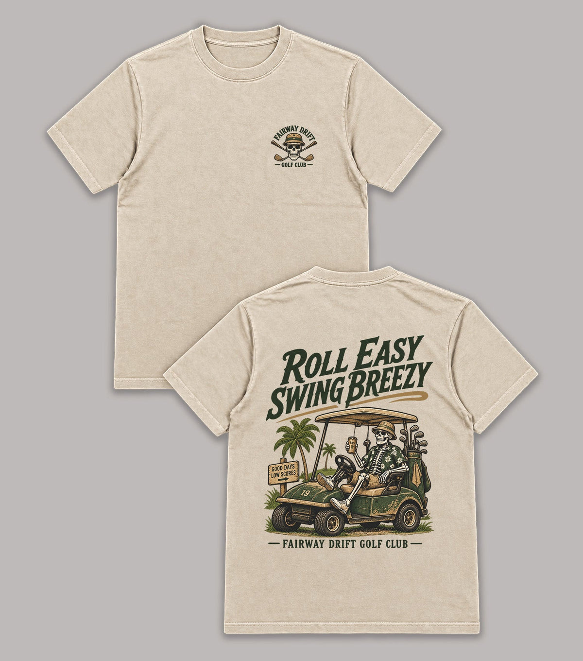 Roll Easy Swing Breezy Skeleton Golf T-Shirt