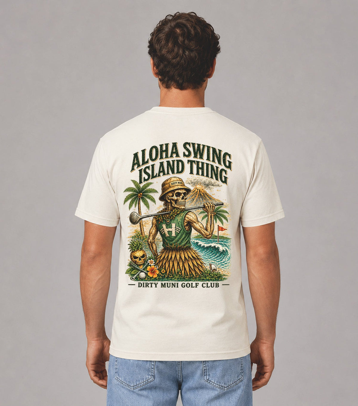 Aloha Swing Island Thing Skeleton Golf T-Shirt