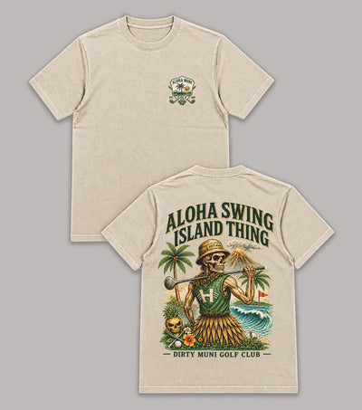 Aloha Swing Island Thing Skeleton Golf T-Shirt