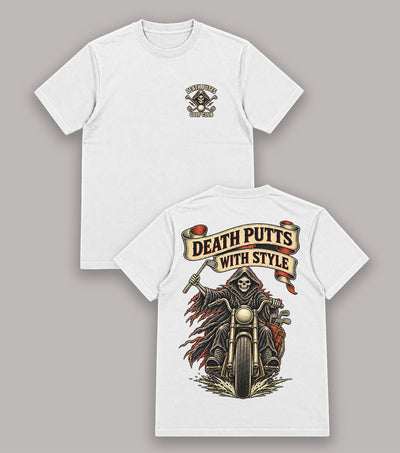 Death Putts With Style Grim Reaper Motorcycle Golf T-Shirt