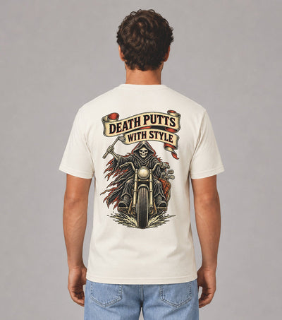 Death Putts With Style Grim Reaper Motorcycle Golf T-Shirt