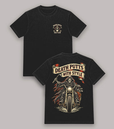 Death Putts With Style Grim Reaper Motorcycle Golf T-Shirt