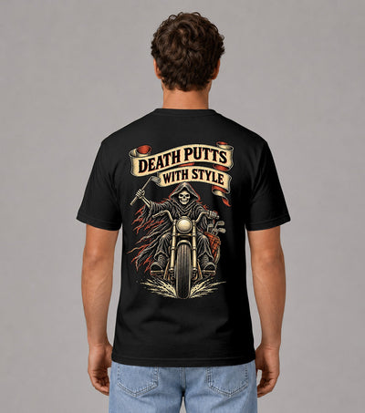 Death Putts With Style Grim Reaper Motorcycle Golf T-Shirt
