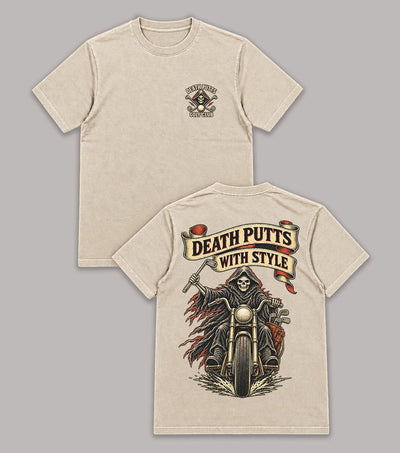Death Putts With Style Grim Reaper Motorcycle Golf T-Shirt