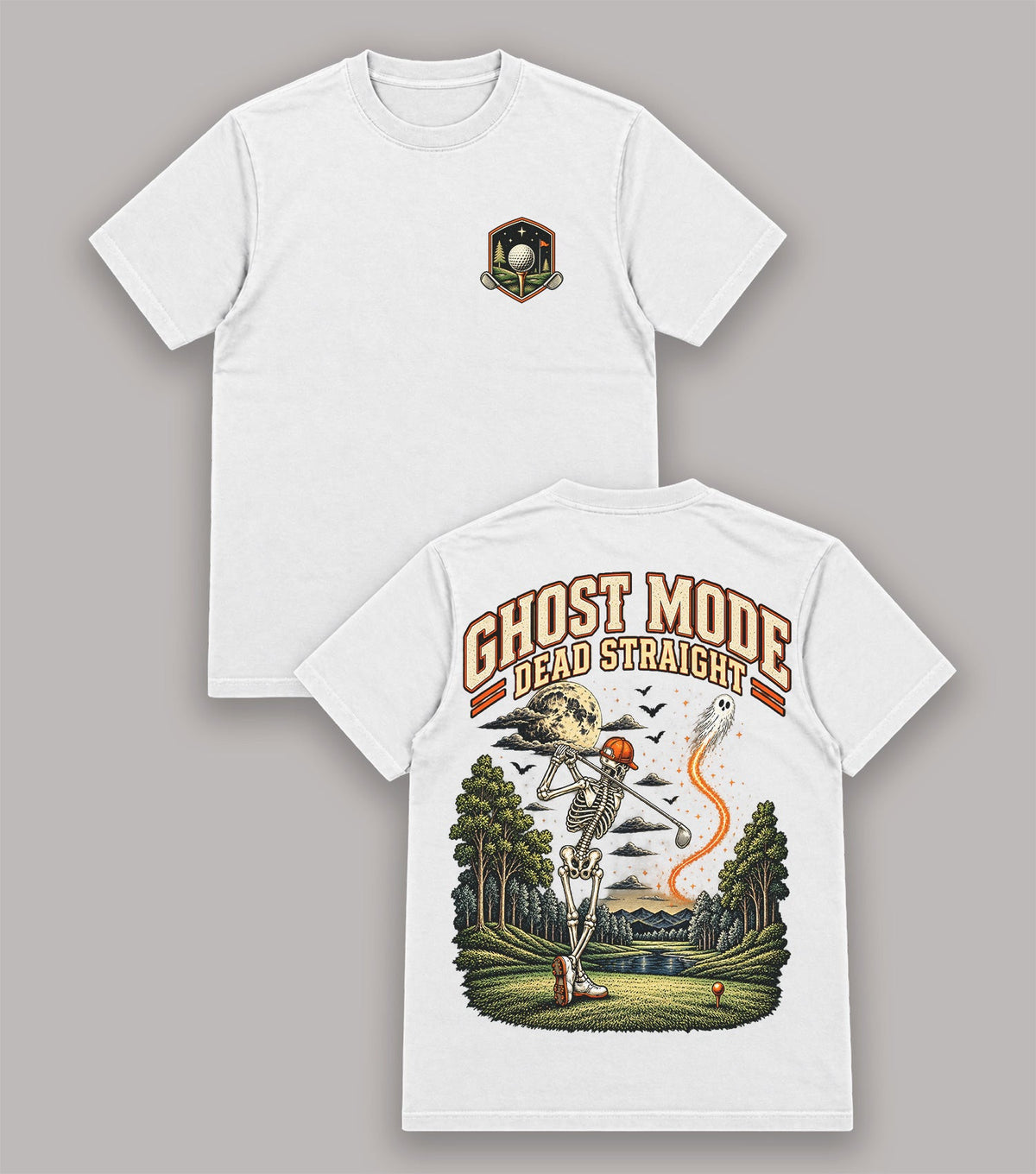 Ghost Mode Dead Straight Skeleton Golf T-Shirt