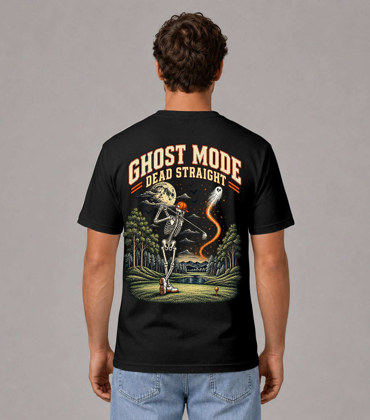 Ghost Mode Dead Straight Skeleton Golf T-Shirt