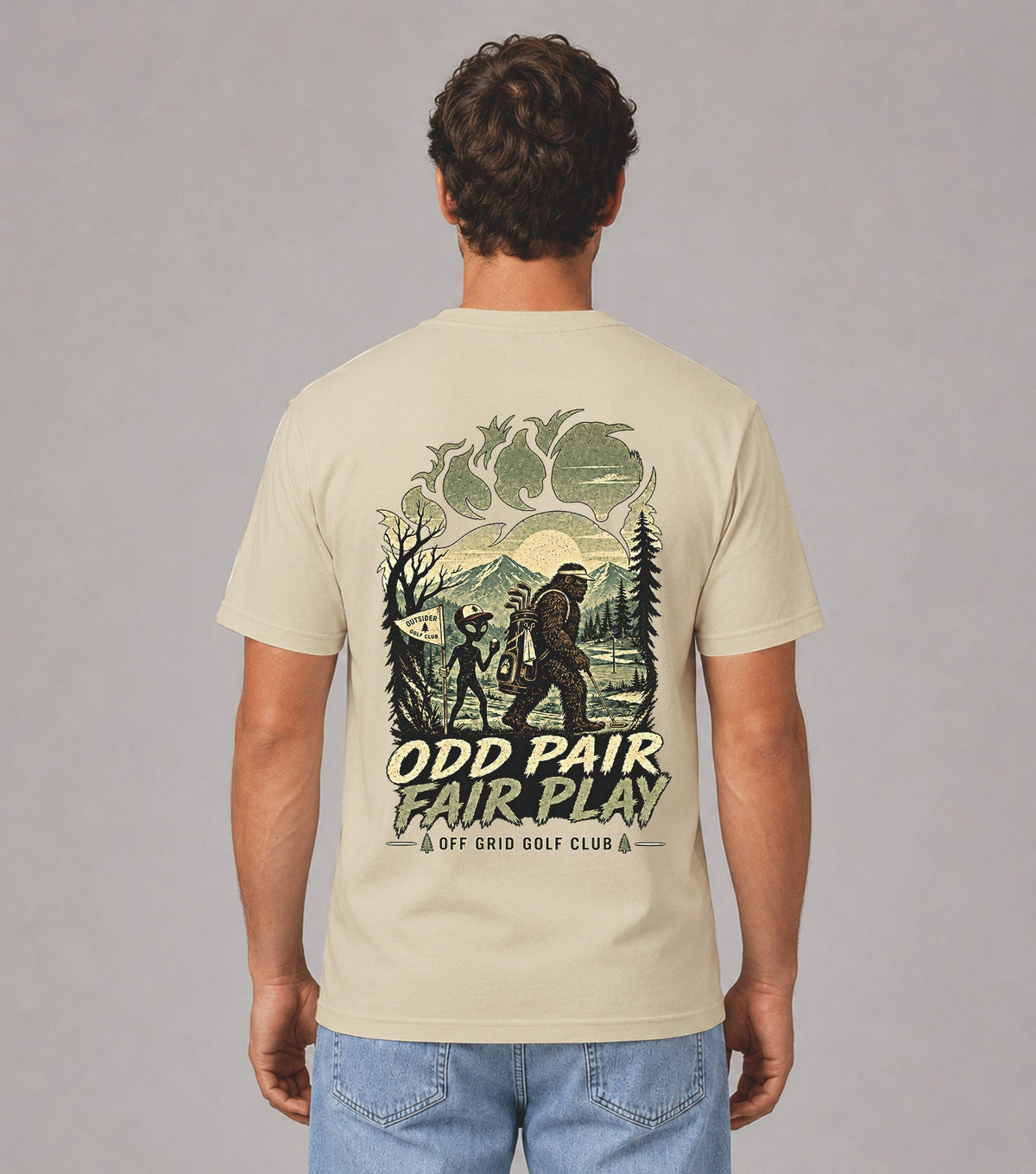 Odd Pair Fair Play Bigfoot Alien Golf T-Shirt