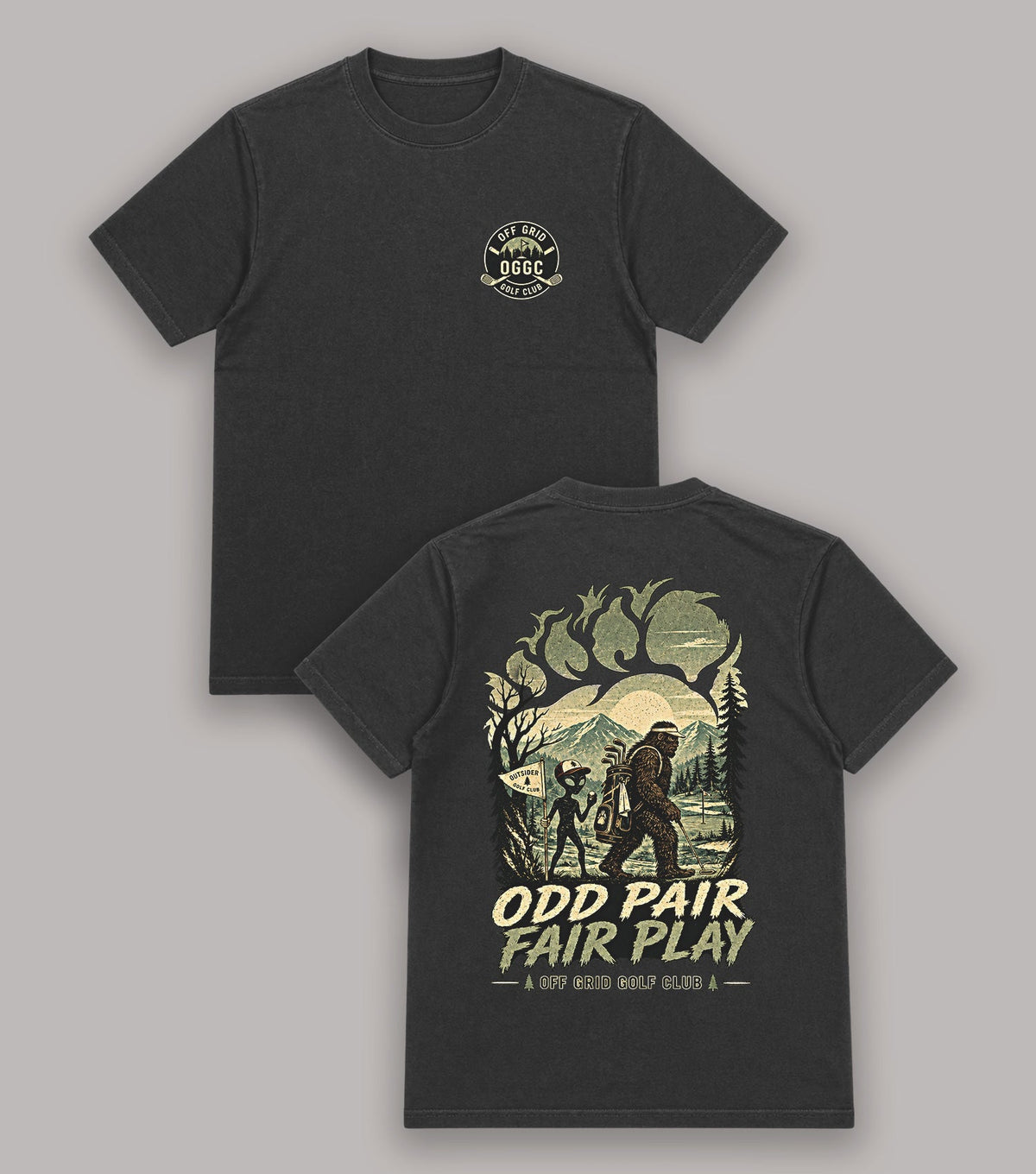 Odd Pair Fair Play Bigfoot Alien Golf T-Shirt