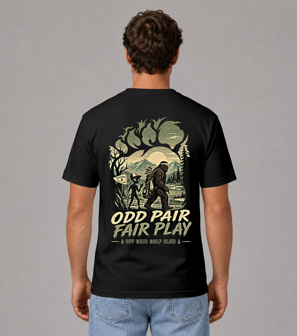 Odd Pair Fair Play Bigfoot Alien Golf T-Shirt