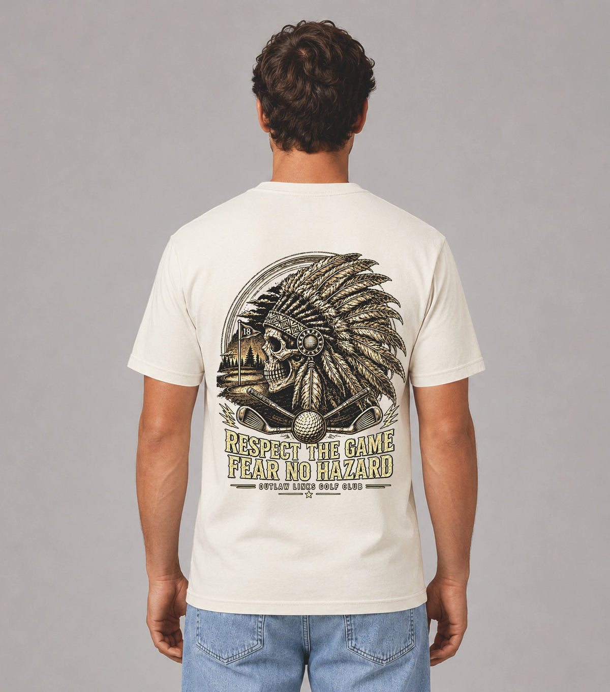 Respect the Game Fear No Hazard Skull Golf T-Shirt